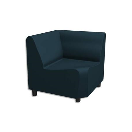 Chauffeuse modulaire d'angle 90D Izar Bleu nuit Ginko en PVC et coton, structure métallique