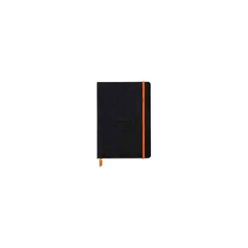 RHODIA Carnet Rhodiarama souple 14,8x21cm 160 pages lignées avec élastique. Couverture simili-cuir Noir