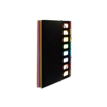VIQUEL Trieur vertical RAINBOW 36 compartiments à soufflet en polypro 5/10, Noir intérieur multicolore