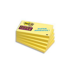POST-IT Notes Super Sticky Jaune, format 76x 127 mm, 90 feuilles