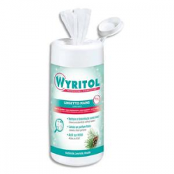 WYRITOL Boîte de 100 Lingettes nettoyantes et désinfectantes pour les mains parfum Pin, actif sur H1N1