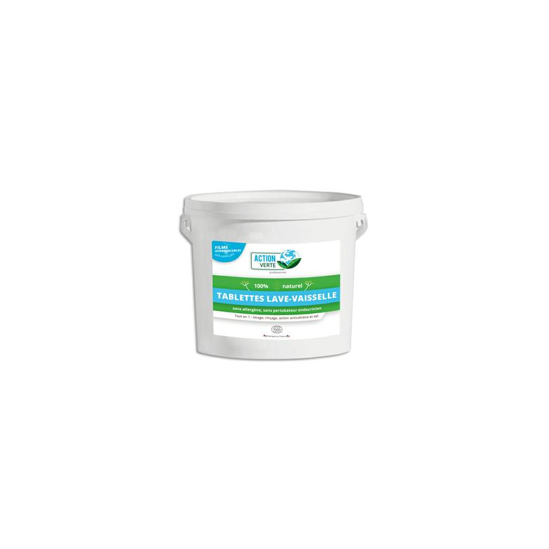 ACTION VERTE Seau 160 tablettes hydrosolubles lave-vaisselle cycle Long, nettoie, rince et anticalcaire