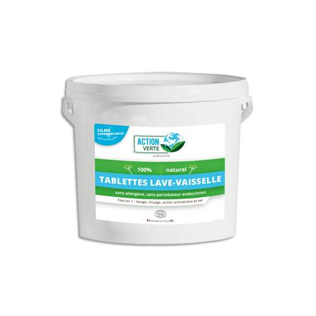 ACTION VERTE Seau 160 tablettes hydrosolubles lave-vaisselle cycle Long, nettoie, rince et anticalcaire