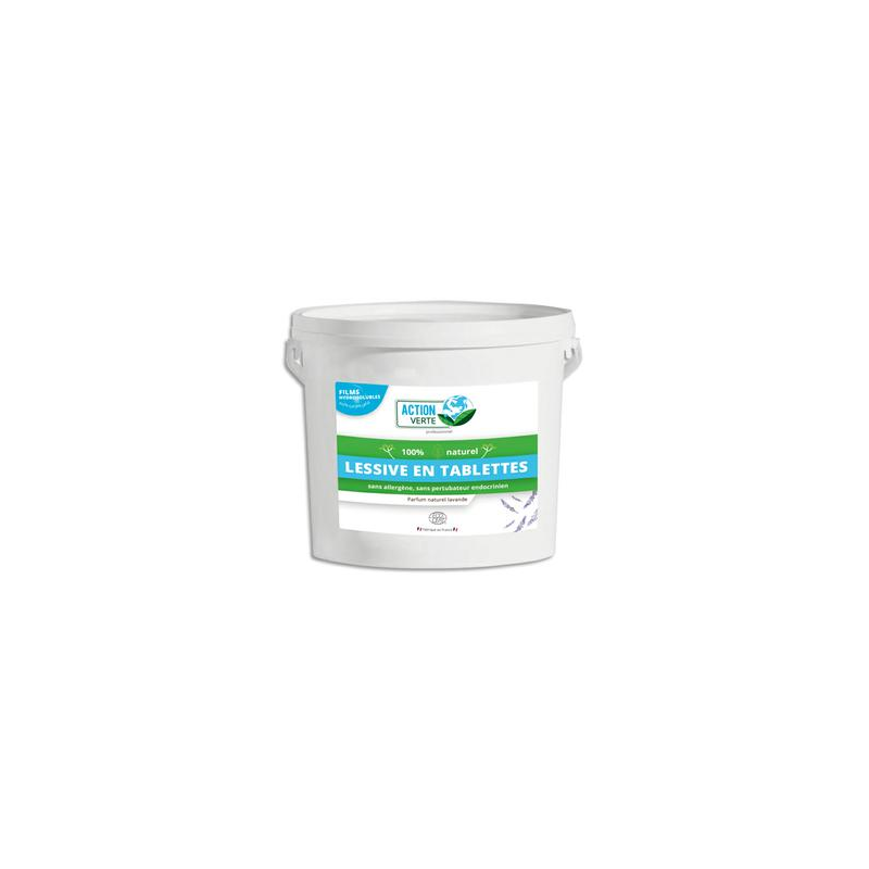 ACTION VERTE Seau 160 tablettes hydrosolubles Lessive concentrée parfumée pour linges