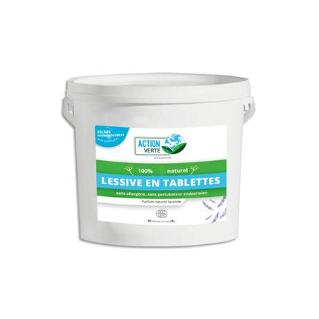 ACTION VERTE Seau 160 tablettes hydrosolubles Lessive concentrée parfumée pour linges