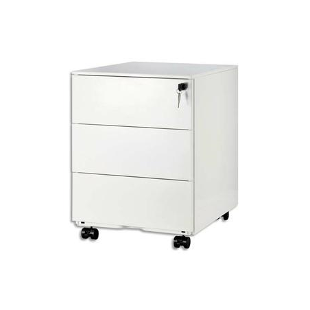 MT INTERNATIONAL Caisson métal 3 tiroirs Blanc MT5 - Dimensions : L42 x H50 x P56,5 cm