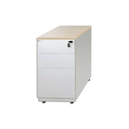 MT INTERNATIONAL Caisson hauteur bureau métal 2t + 1t DS Blanc Hêtre MT5 - Dim : L39 x H76/78 x P80 cm