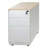 MT INTERNATIONAL Caisson hauteur bureau métal 2t + 1t DS Blanc Hêtre MT5 - Dim : L39 x H76/78 x P80 cm