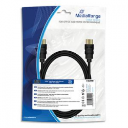 MEDIARANGE Câble HDMI rapide+Ethernet,male/male,contacts plaqué,10.2Gbit/s taux tansfert,2m,Noir MRCS210