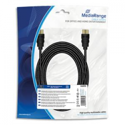 MEDIARANGE Câble HDMI textile rapide+Ethernet,male/male,plaqués,10.2Gbit/ taux tansfert, 5m,Noir MRCS211