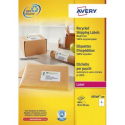 AVERY Boîte de 400 étiquettes adresse Laser recyclées Blanc 99,1 x 139 mm LR7169-100
