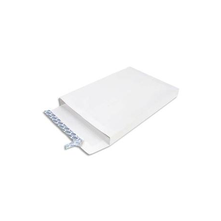 GPV Paquet de 100 pochettes 130g kraft armé Blanc auto-adhésif, format C4 229x324 mm, soufflet 30mm