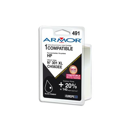 ARMOR Cartouche compatible Jet d'encre Noir HP 301XL B20415R1