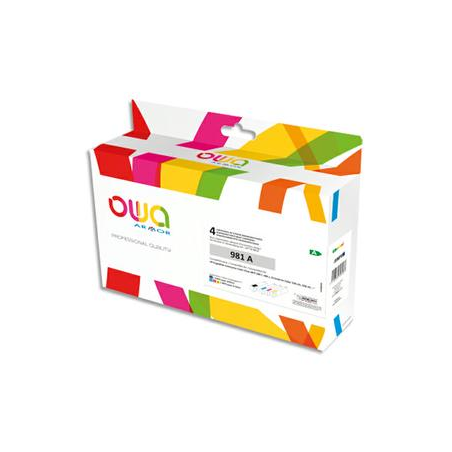 OWA Pack 4 cartouches compatibles Jet d'encre Noir,Cyan,Magenta,Jaune HP 981A /J3M71/68/69/70A K10483OW.