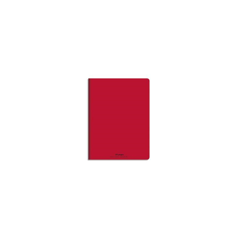 CONQUERANT C9 Cahier piqûre 17x22cm 32 pages 90g grands carreaux Séyès. Couverture polypropylène Rouge