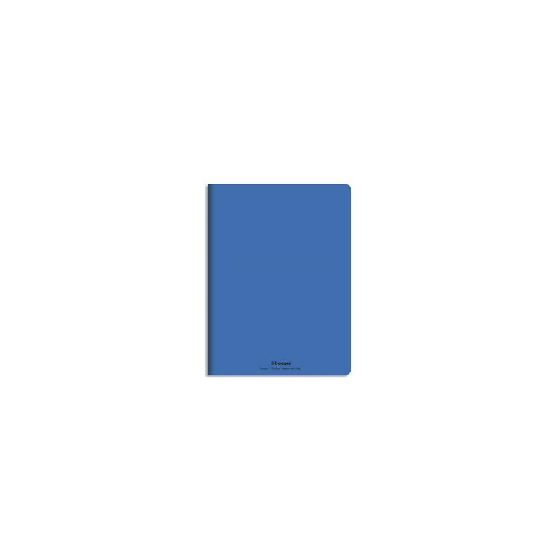 CONQUERANT C9 Cahier piqûre 17x22cm 32 pages 90g grands carreaux Séyès. Couverture polypropylène Bleu