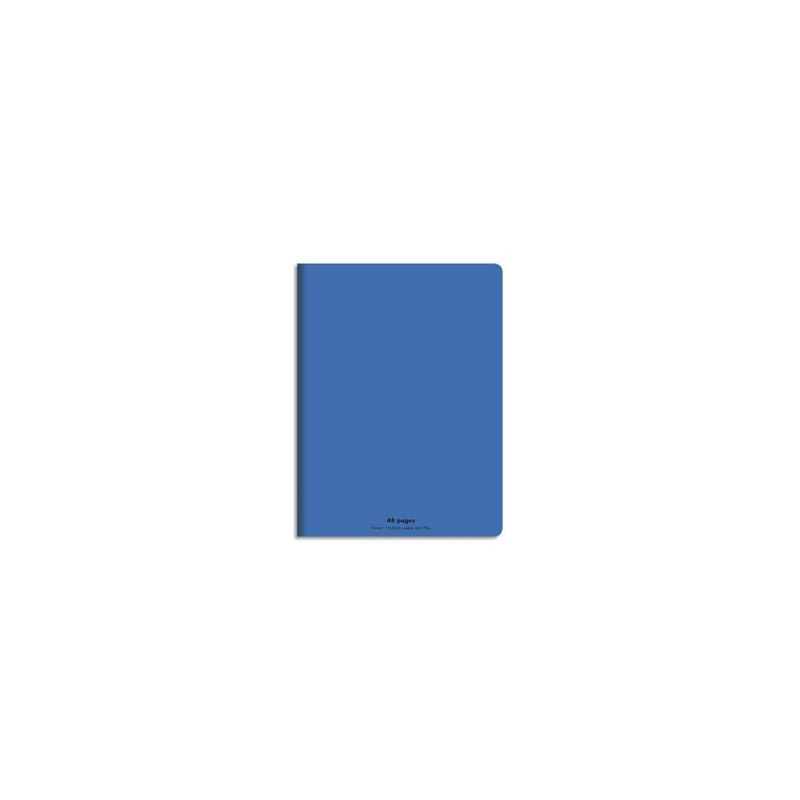 CONQUERANT C9 Cahier piqûre 17x22cm 48 pages 90g grands carreaux Séyès. Couverture polypropylène Bleu