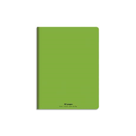 CONQUERANT C9 Cahier piqûre 17x22cm 48 pages 90g grands carreaux Séyès. Couverture polypropylène Vert