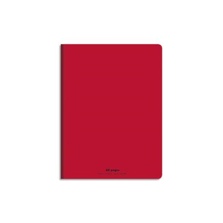 CONQUERANT C9 Cahier piqûre 17x22cm 60 pages 90g grands carreaux Séyès. Couverture polypropylène Rouge