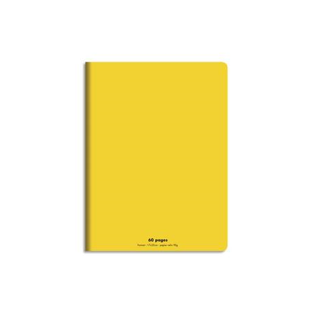 CONQUERANT C9 Cahier piqûre 17x22cm 60 pages 90g grands carreaux Séyès. Couverture polypropylène Jaune