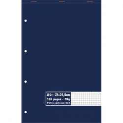 Bloc 70g agrafé en tête 160 pages perforées petits carreaux 5x5 maxi format A4+ 21 x 31,8 cm