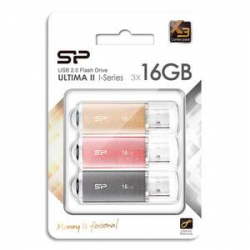 CAP DISTRIBUTION Pack 3 clés USB2 16Go SILICON POWER ULTIMA II I-SERIES Rose,Gold,Argent SP048GBUF2M01VCM
