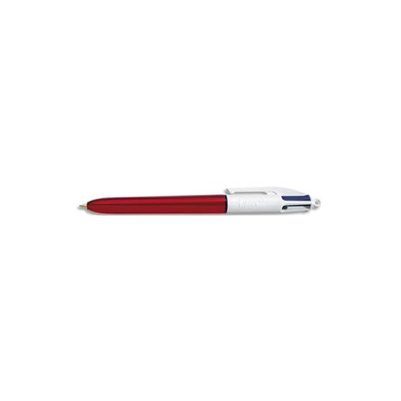 BIC Stylo bille 4 Couleurs Shine corps métallique Rouge