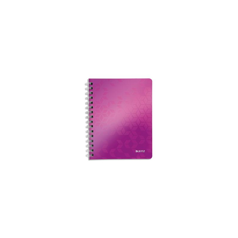 LEITZ Cahier WOW spirales 160 pages détachables 80g A4 5x5. Couverture polypropylène Violet