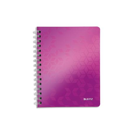 LEITZ Cahier WOW spirales 160 pages détachables 80g A4 5x5. Couverture polypropylène Violet