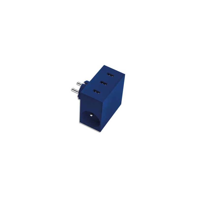 MOBILITY LAB Multiprise PowerHub 5en1 3xUSB+2 prises Bleu HIDE4.4BL