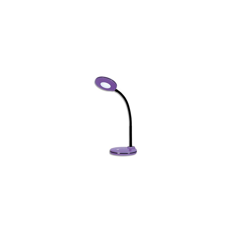 HANSA Lampe led Splash Violet,avec variateur. Dim. Tête D10,5 cm, bras flexible H32 cm, socle D13 cm