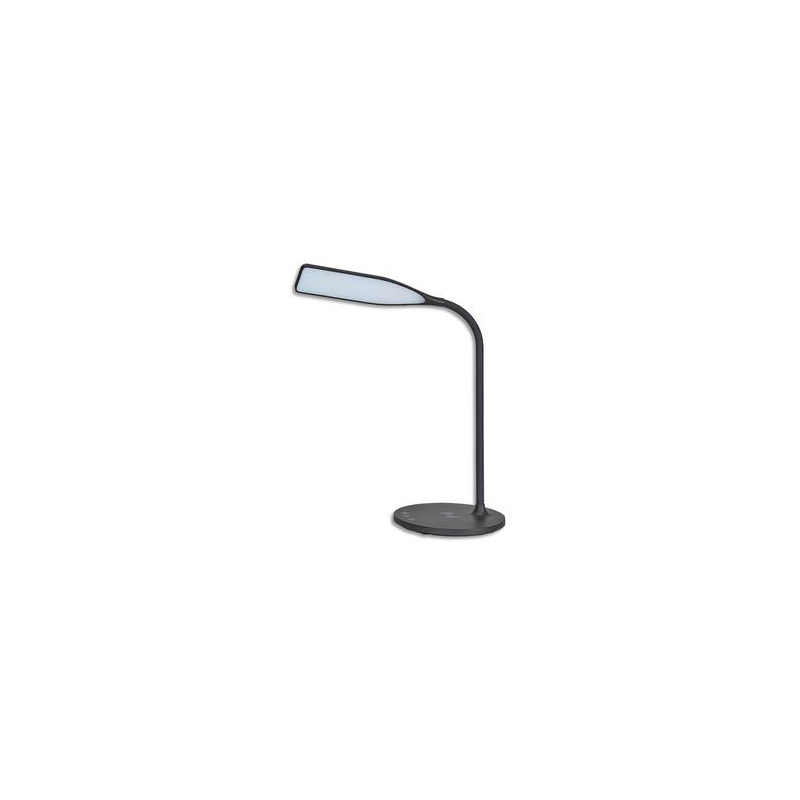 ALBA Lampe Led Smart Noir en ABS. Tête L24 cm, bras H35 cm, socle D17 cm