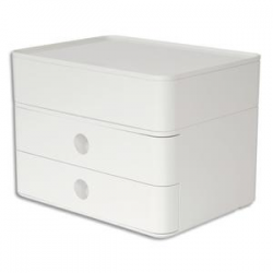 HAN Boîte rangement SMART-BOX ALLISON 2 tiroirs + 1 boîte à ustensiles Dim (lxhxp) : 26x19x19,5cm Blanc