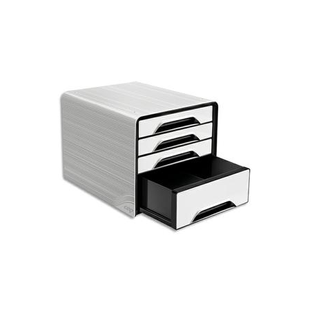 CEP Module de classement SMOOVE Blanc/Noir, 3 tiroirs standard + 1 tiroir maxi, L36 x H27,1 x P28,8 cm