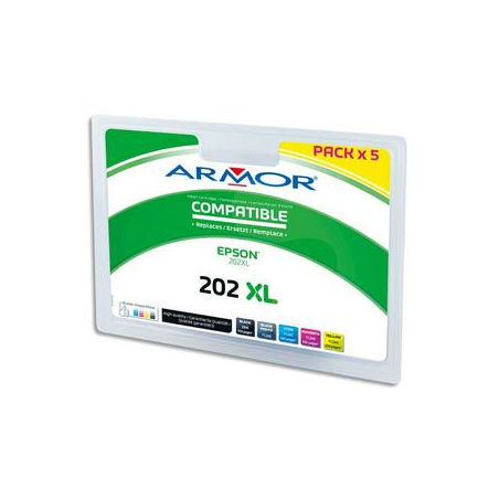 ARMOR Pack de 5 cartouches compatibles Jet d'encre EPSON 202XL bpbcmy B10507R1