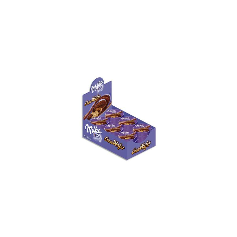 MILKA Boîte présentoir de 30 Médaillons gaufrés au chocolat Choco Wafer de 30g